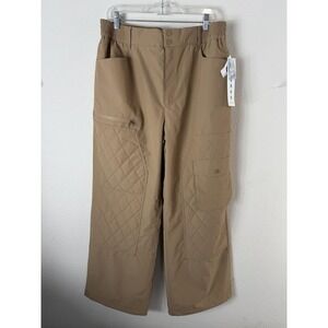 Roxy Snow Pants Womens XL Beige Fleece Lined Quilted Cargo Ski Water Resistant